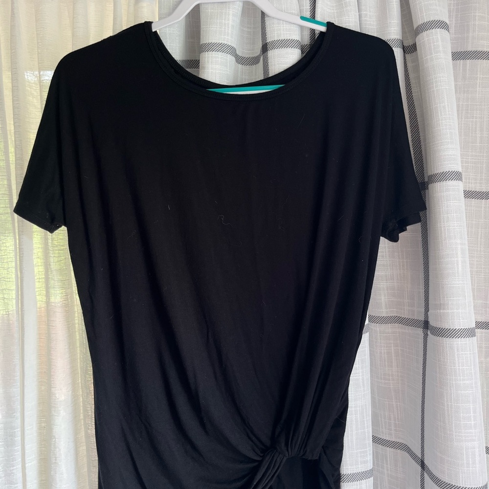 Maurices Black Tie Front Short Sleeve Tee